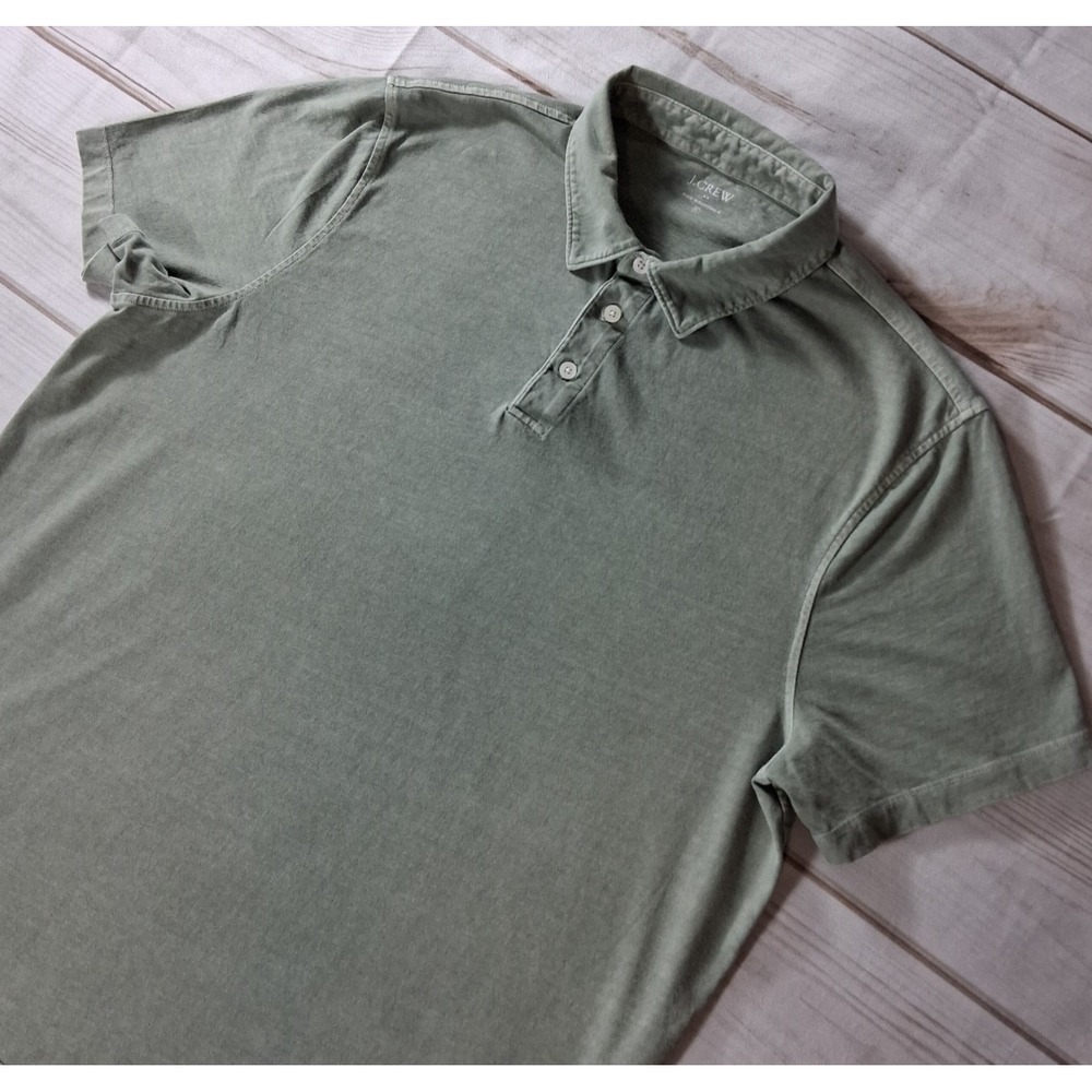 J.Crew Men's Olive Green Garment Dyed Cotton Short Sleeve Polo Shirt XL Casual